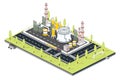 Isometric Oil Petroleum industrial Zone with Infrastructure Elements. Refinery Plant with Tubes