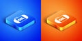 Isometric Oil tank storage icon isolated on blue and orange background. Vessel tank for oil and gas industrial. Oil tank Royalty Free Stock Photo