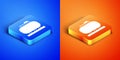 Isometric Oil tank storage icon isolated on blue and orange background. Vessel tank for oil and gas industrial. Oil tank Royalty Free Stock Photo