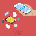 Isometric Online Booking Hotel Concept