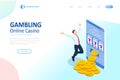 Isometric Online Casino Concept. Online Big Slots Casino Marketing Banner, Gaming Apps Web landing page template. Royalty Free Stock Photo