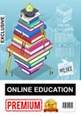 Isometric Online Education Poster