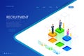 Isometric online job search and human resource, recruitment concept. We are hiring. Presentation for employment and Royalty Free Stock Photo