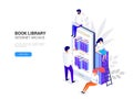 Isometric online library concept vector 3d