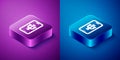 Isometric Online psychological counseling distance icon isolated on blue and purple background. Psychotherapy