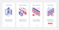 Isometric online support, financial audit, recruiting UX, UI mobile app page screen set