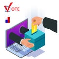 Isometric online voting and election concept. Digital online vote democracy politics election government.