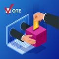 Isometric online voting and election concept. Digital online vote democracy politics election government.