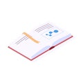 Isometric open book with bookmark vector illustration. Royalty Free Stock Photo