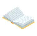 Isometric open book in light colors. Education and reading concept vector illustration