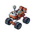 Isometric Orange Cartoon Mars Rover with Wheels Royalty Free Stock Photo