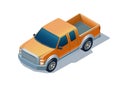 Isometric orange modern pickup truck