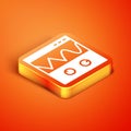 Isometric Oscilloscope measurement signal wave icon isolated on orange background. Vector