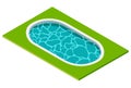 Isometric outdoor water pool design element. Creative bush. Summer vacation concept vector illustration. Aqua park