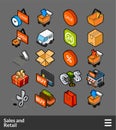 Isometric outline color icons set Royalty Free Stock Photo