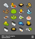 Isometric outline color icons set Royalty Free Stock Photo