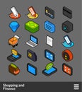 Isometric outline color icons set Royalty Free Stock Photo