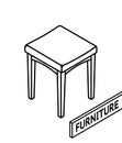 Isometric outline furniture. 3D line drawn isometric stool. white background.