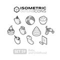 Isometric outline icons set 59