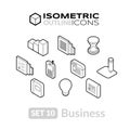 Isometric outline icons set 10