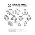 Isometric outline icons set 35