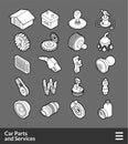 Isometric outline icons set