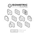 Isometric outline icons set 30