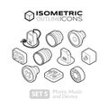 Isometric outline icons set 5