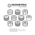 Isometric outline icons set 25