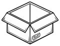 Isometric outline illustration of an open empty cardboard shipping box Royalty Free Stock Photo