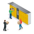 Isometric pack station. The chain of autonomous postal points for self-receipt and sending of postal parcels. This