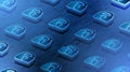 Isometric padlock, Lock security, Safety system. Binary code Background.Digital binary data and Secure Data Concept. Blue Royalty Free Stock Photo