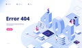 404 isometric page. Not working error lost not found 404 sign problem landing vector design Royalty Free Stock Photo