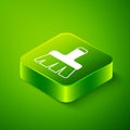 Isometric Paint brush icon isolated on green background. Green square button. Vector Royalty Free Stock Photo