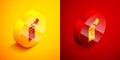 Isometric Paint spray can icon isolated on orange and red background. Circle button. Vector Royalty Free Stock Photo