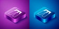Isometric Pants icon isolated on blue and purple background. Trousers sign. Square button. Vector
