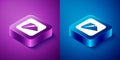 Isometric Paper airplane icon isolated on blue and purple background. Square button. Vector Royalty Free Stock Photo