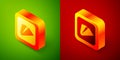Isometric Paper airplane icon isolated on green and red background. Square button. Vector Royalty Free Stock Photo