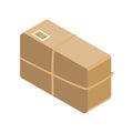 Isometric parcel icon.Packing box vector illustration isolated on white background. Royalty Free Stock Photo