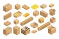 Isometric parcel icon. Set packing box vector illustration isolated on white background. Royalty Free Stock Photo