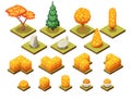 Isometric park constructor set. Isolated vector illustrations.