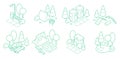 Isometric Park Outline Illustrations Set