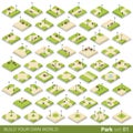 Isometric park walkway street vector building bloc