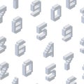 Isometric pattern from numbers collected from gray plastic blocks on a white background. For printing and decoration Royalty Free Stock Photo