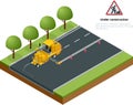 Isometric Pavement Asphalt Road Marking Paint and Striping with Thermoplastic Spray Applicator Machine during highway