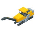 Isometric pavement milling, cold planing, asphalt milling, or profiling. Process of removing part of the surface of a