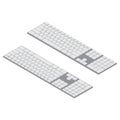 Isometric PC keyboards. Objects isolated. White wireless computer keyboard Isometric Vector Illustration