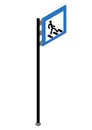 Isometric pedestrian crossing sign on a white background.