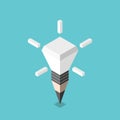 Isometric pencil lightbulb concept