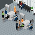 Isometric People In Airport Concept Royalty Free Stock Photo